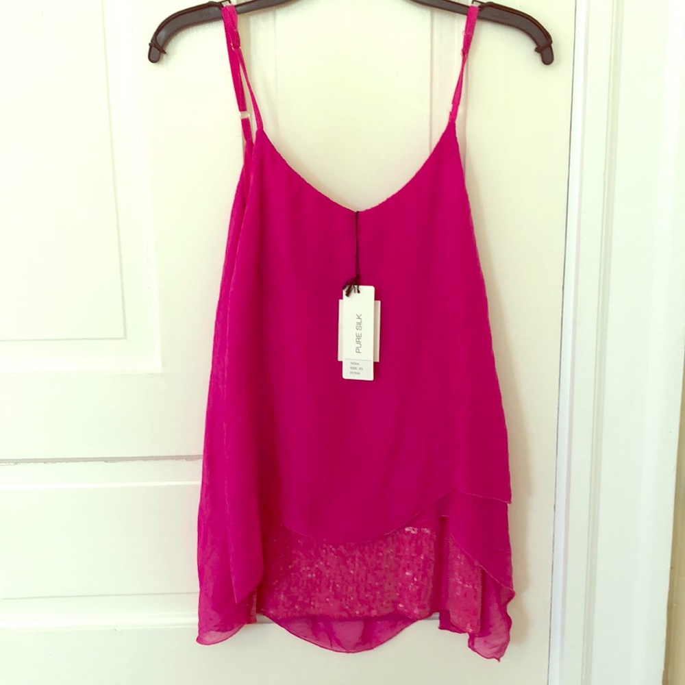 Silk Layered Top with sequins! XS. NWT!!